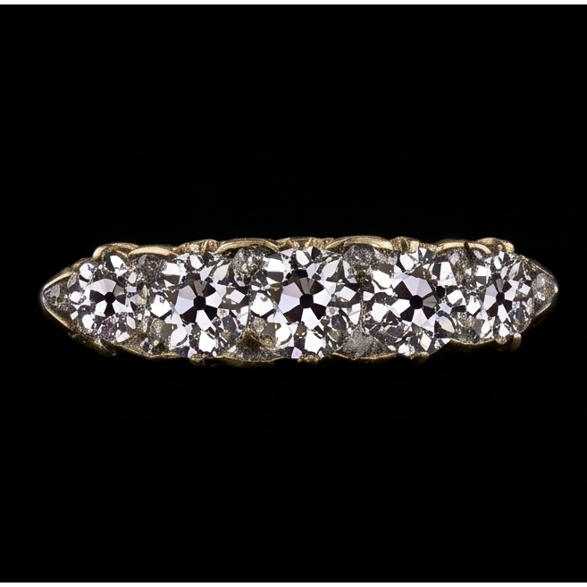Bague Anniversaire Rond Vieux Mineur Diamant 5 Pierres Bijoux 5 Carats