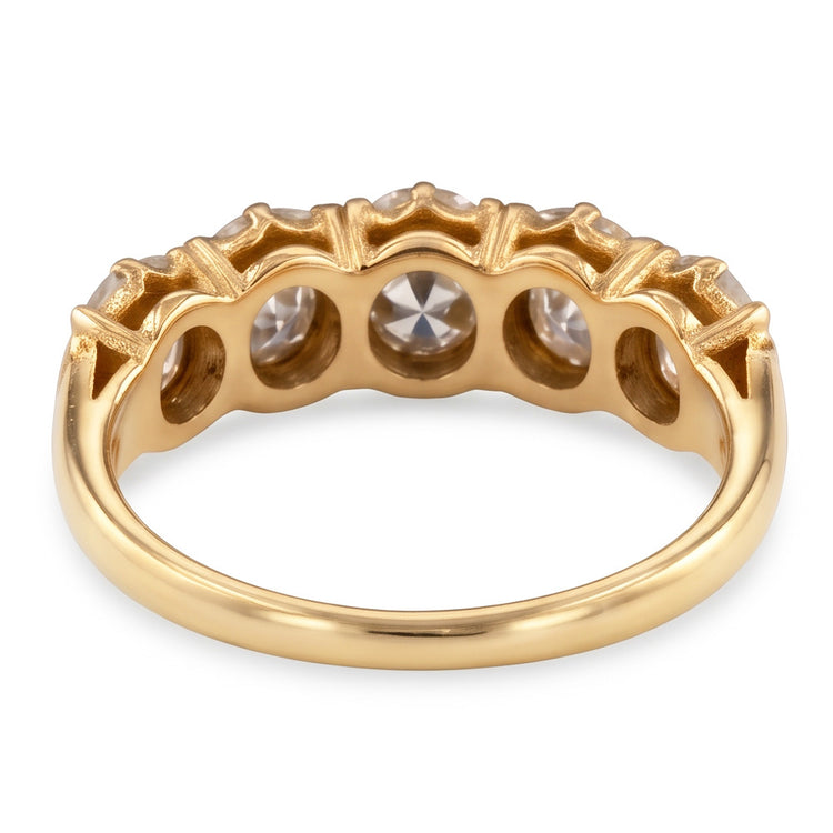 Bague Anniversaire Rond Taille Ancienne Diamant 5 Pierres Bijoux 5 Carats