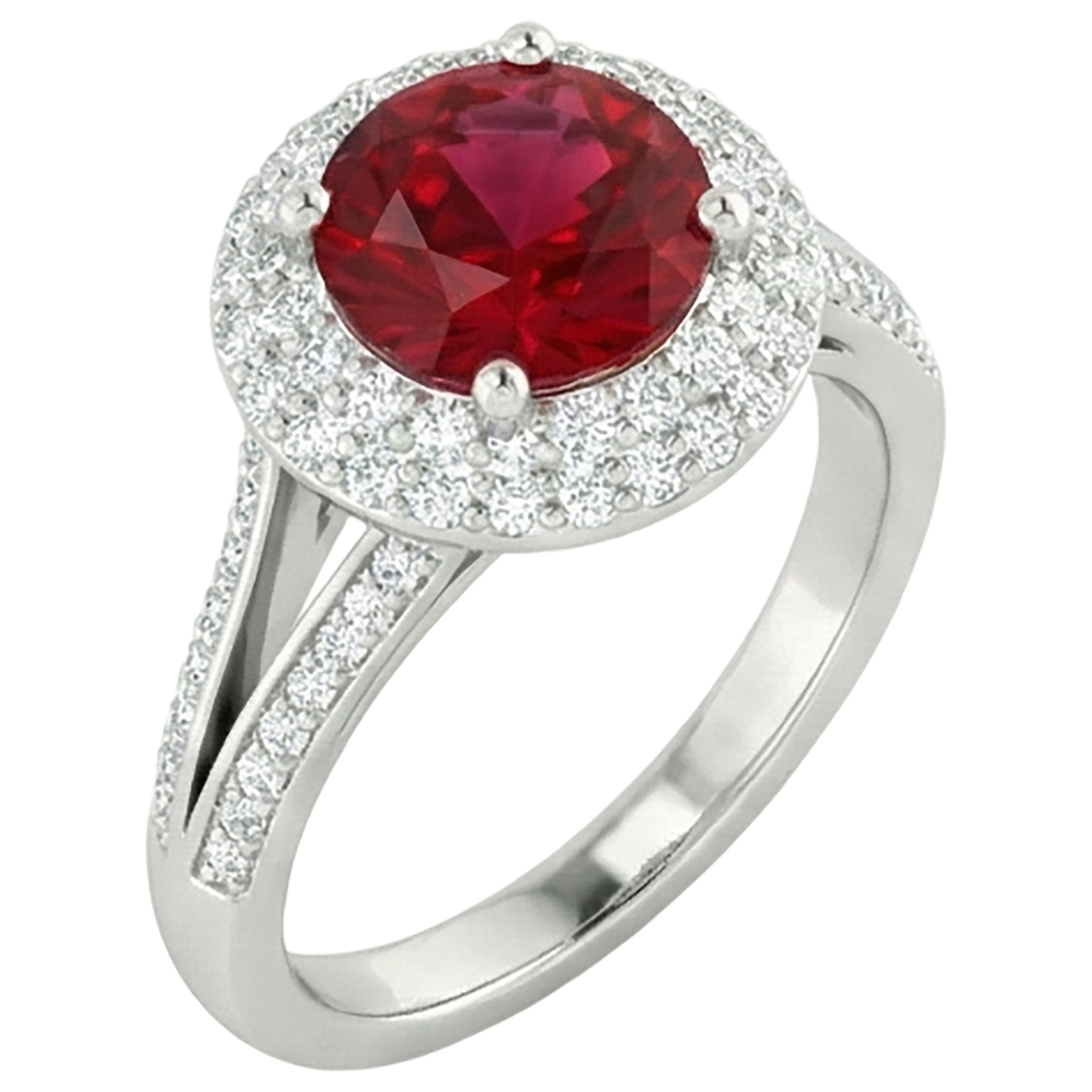 naturel round rubis 3.60carats bague détail rapproché