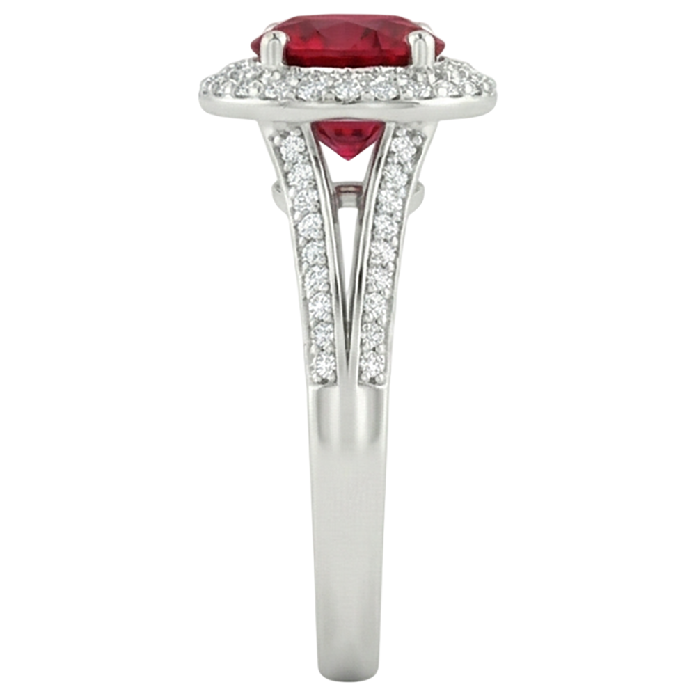naturel round rubis 3.60carats bague vue de dessus