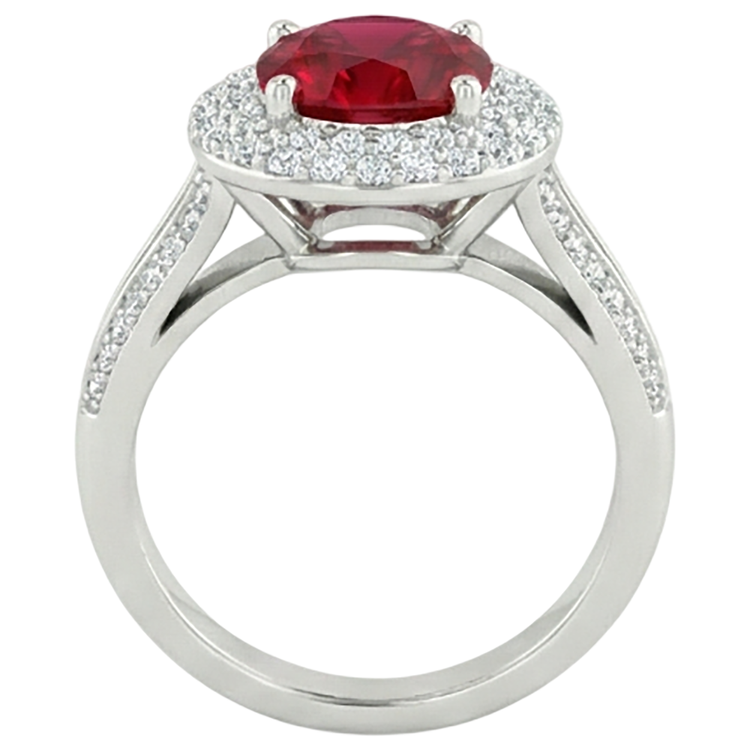 naturel round rubis 3.60carats bague vue de profil