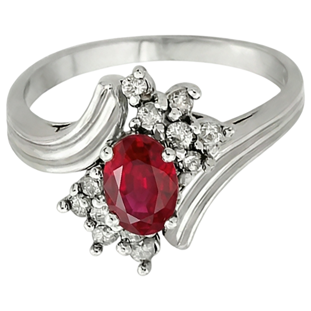 naturel oval rubis 1.50carats bague vue de face
