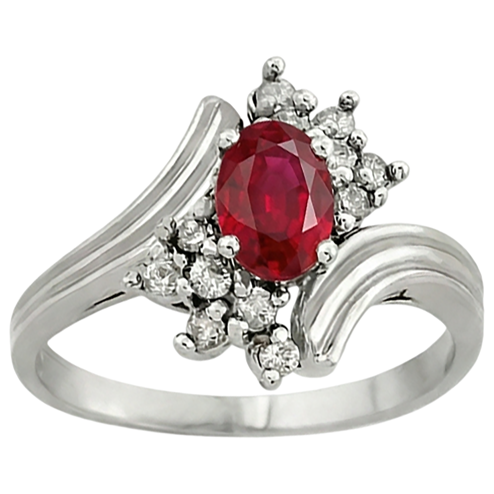 naturel oval rubis 1.50carats bague angle de côté