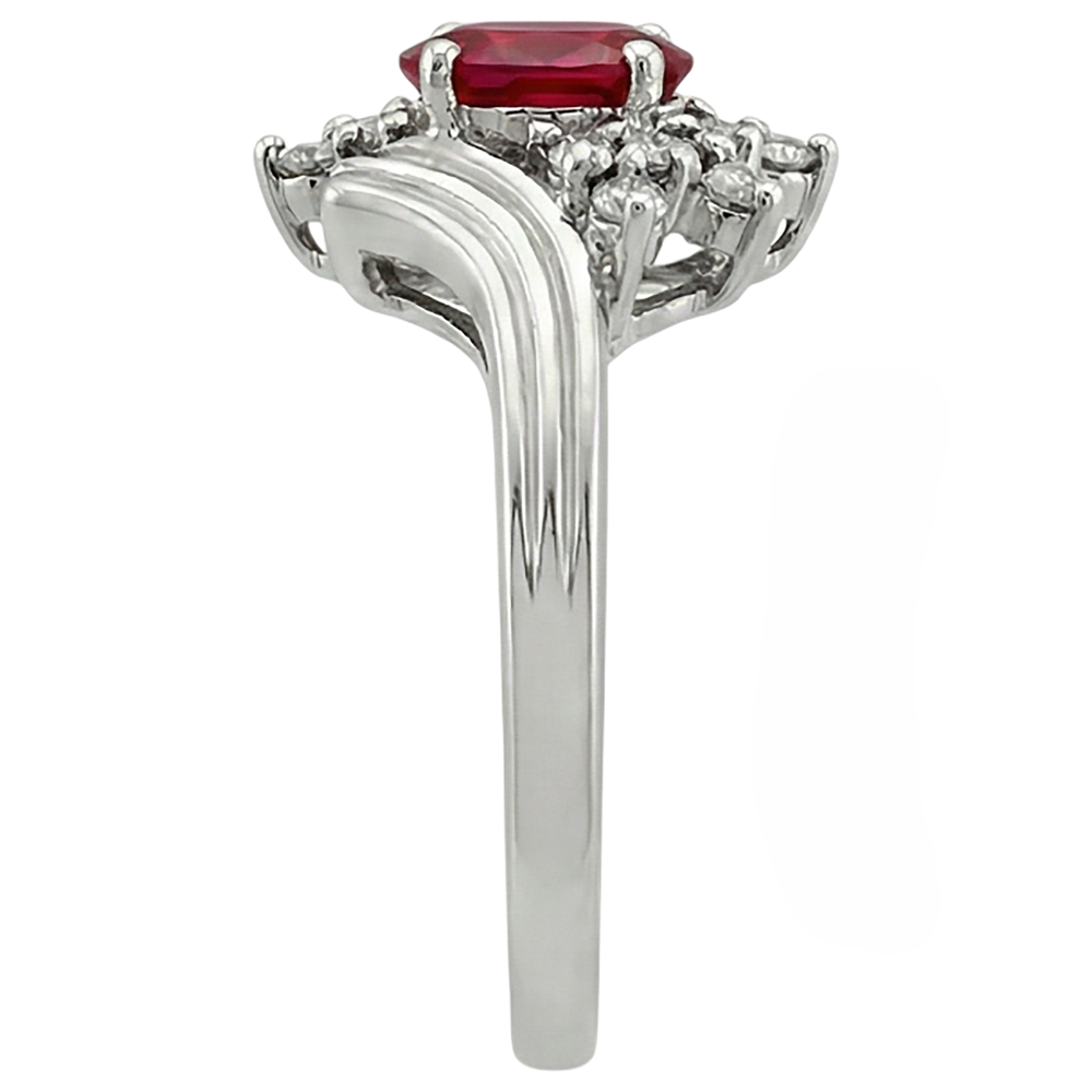 naturel oval rubis 1.50carats bague vue de dessus