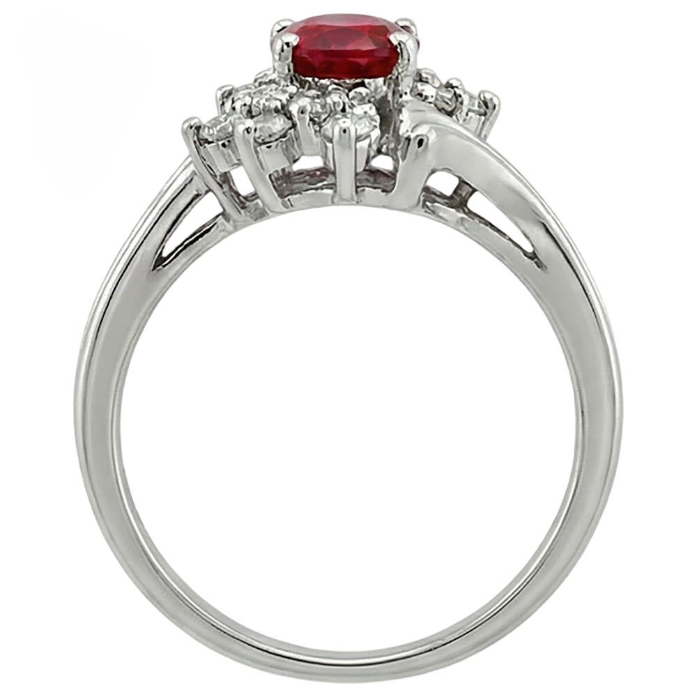 naturel oval rubis 1.50carats bague vue de profil