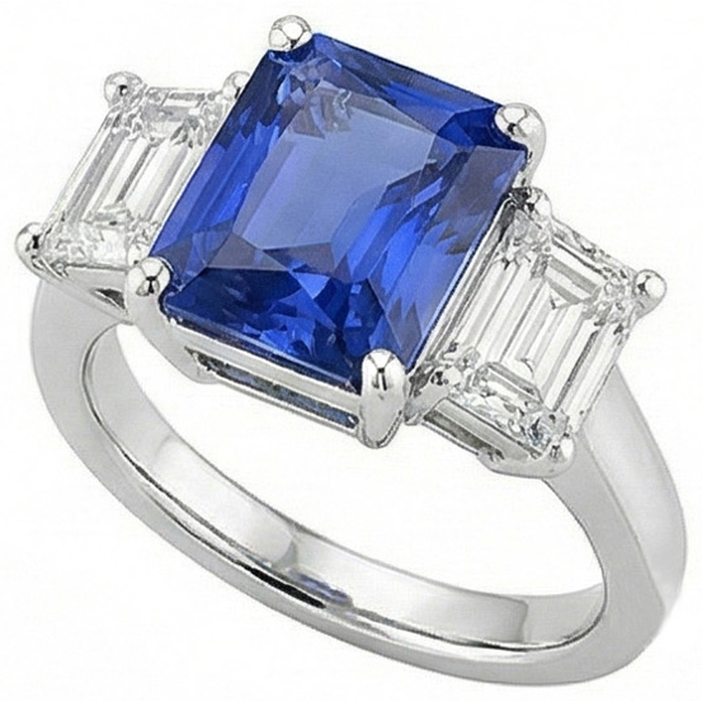 naturel radiant diamant 5carats bague détail rapproché