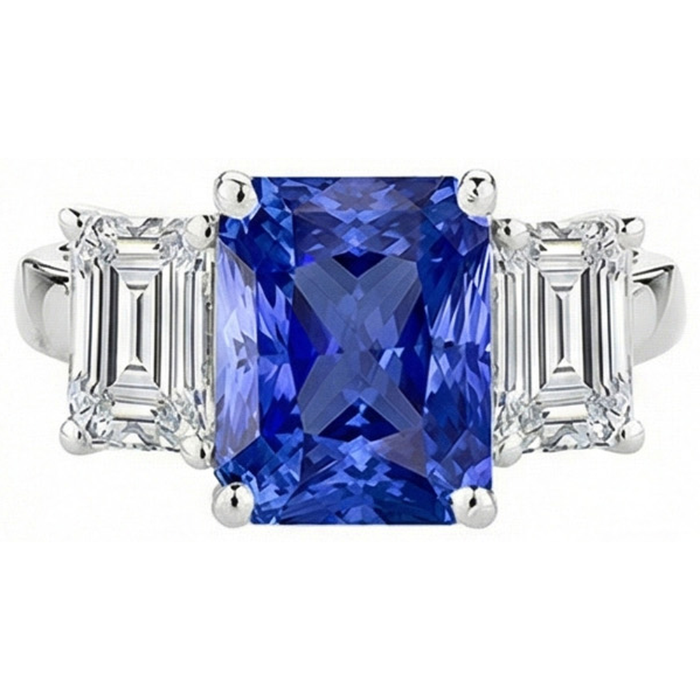 naturel radiant diamant 5carats bague angle de côté