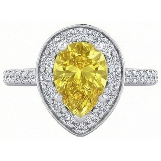 naturel pear diamant 2.50carats bague angle de côté