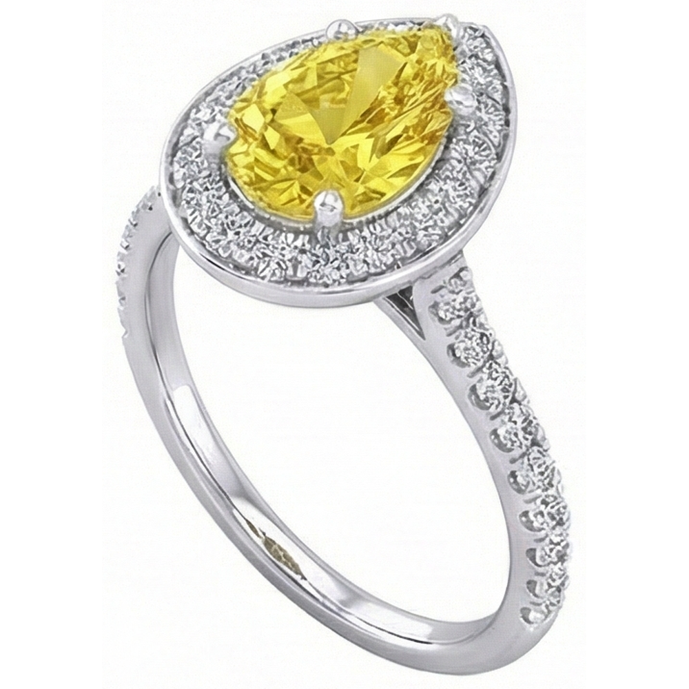 naturel pear diamant 2.50carats bague détail rapproché