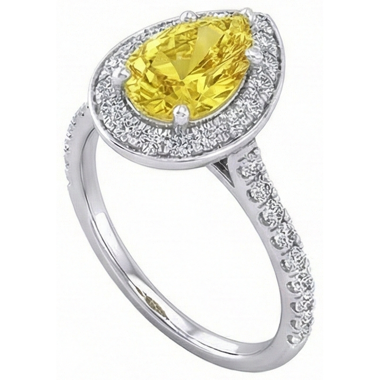 naturel pear diamant 2.50carats bague détail rapproché