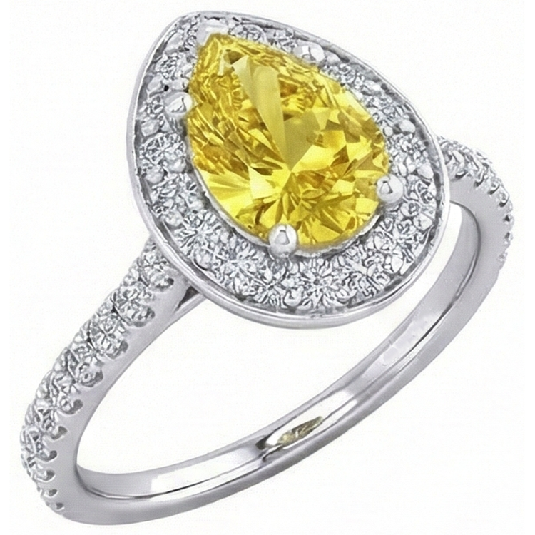naturel pear diamant 2.50carats bague vue de dessus