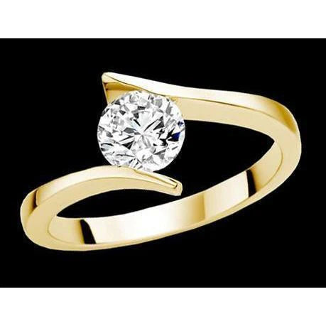 Bague Anniversaire Solitaire 1 Carat Réel Diamant Rond Nouveau