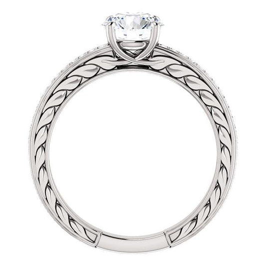Bague Anniversaire Solitaire Avec Accents 1.76 Carats Naturel Diamant Rond