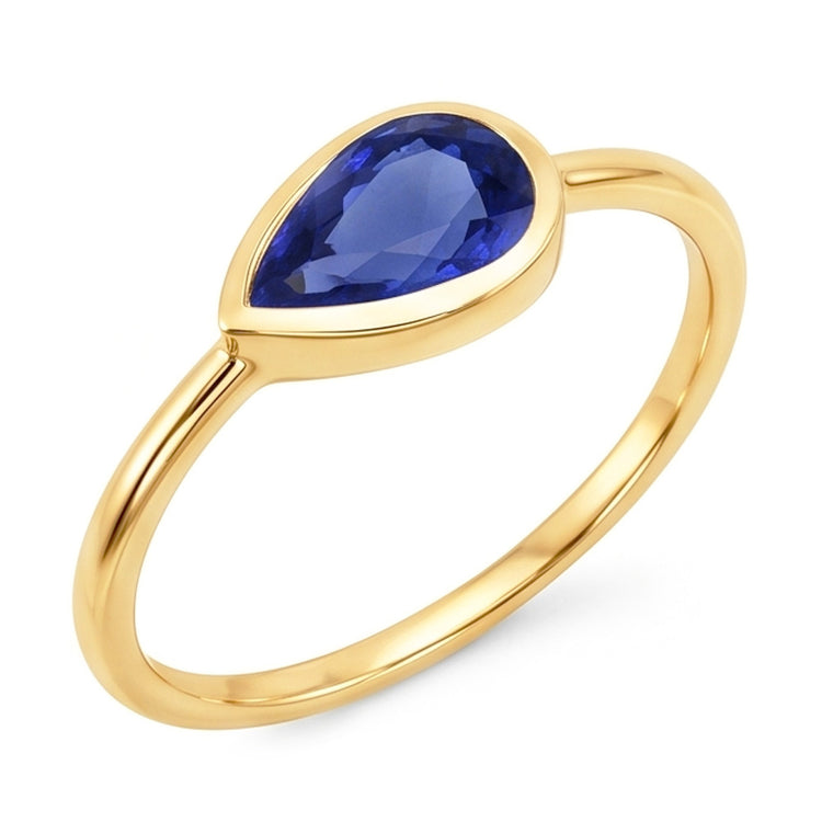 Bague Anniversaire Solitaire Poire Saphir de Ceylan Or 2 Carats
