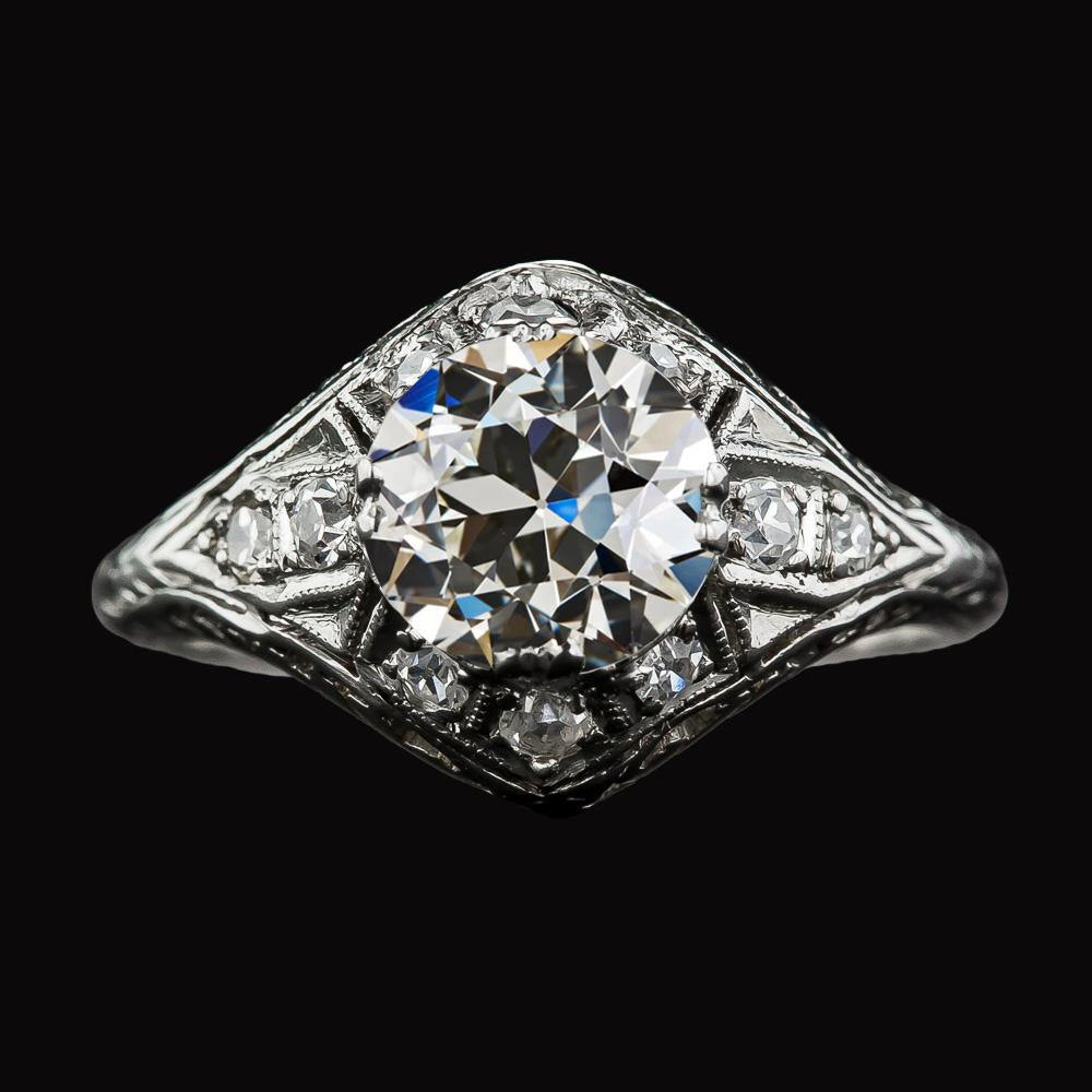 Bague Anniversaire Style Vintage Ronde Véritable Diamant Taille Ancienne 3.50 Carats