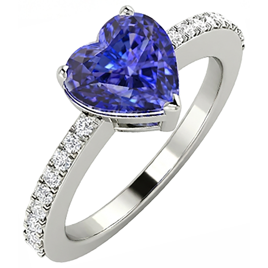 naturel heart tanzanite 2carats bague angle de côté