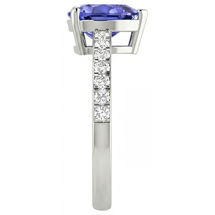 Bague Anniversaire Tanzanite Bleue Et Diamants Naturels Extraits des Mines ( et non cultivés en laboratoire ) 2 Carats Taille Coeur