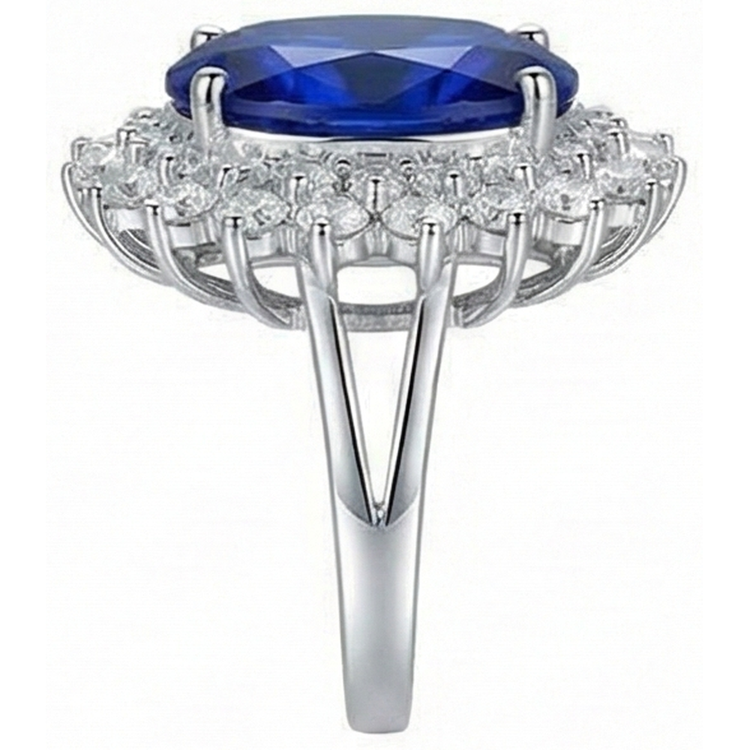Bague Anniversaire Tanzanite Bleue Et Diamants Naturels Extraits des Mines ( et non cultivés en laboratoire ) Taille Ovale 1.85 Carats