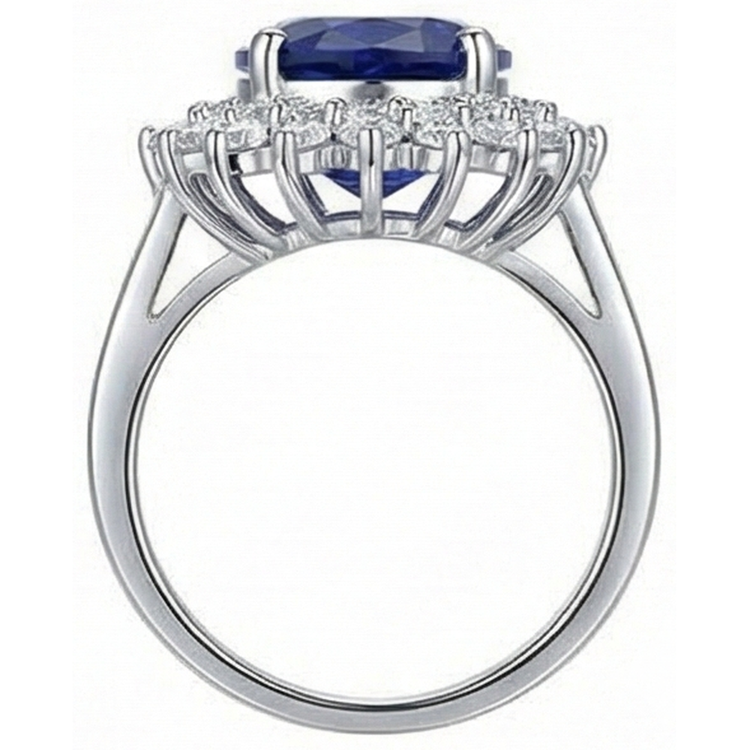 Bague Anniversaire Tanzanite Bleue Et Diamants Naturels Extraits des Mines ( et non cultivés en laboratoire ) Taille Ovale 1.85 Carats