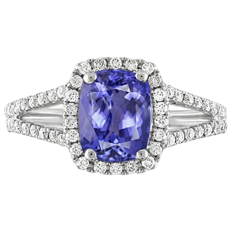 Bague Anniversaire Tanzanite Et Diamant 4.85 Carats