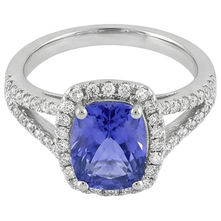 Bague Anniversaire Tanzanite Et Diamant 4.85 Carats
