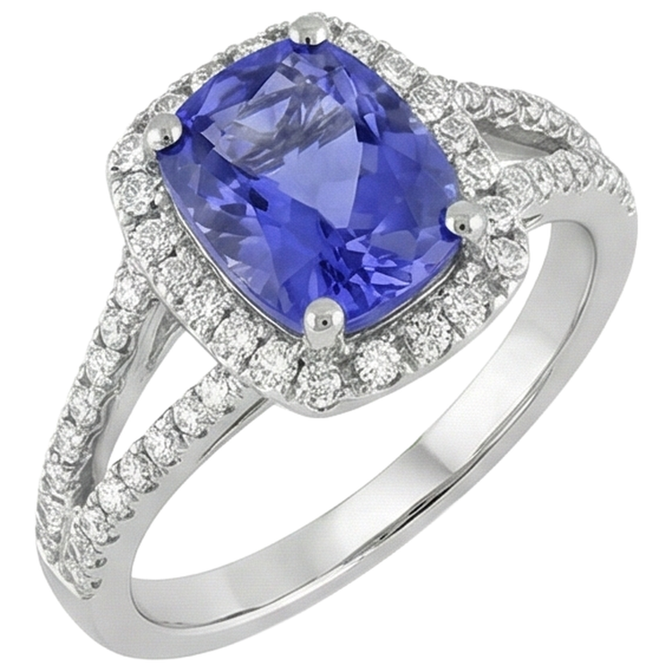 Bague Anniversaire Tanzanite Et Diamant 4.85 Carats