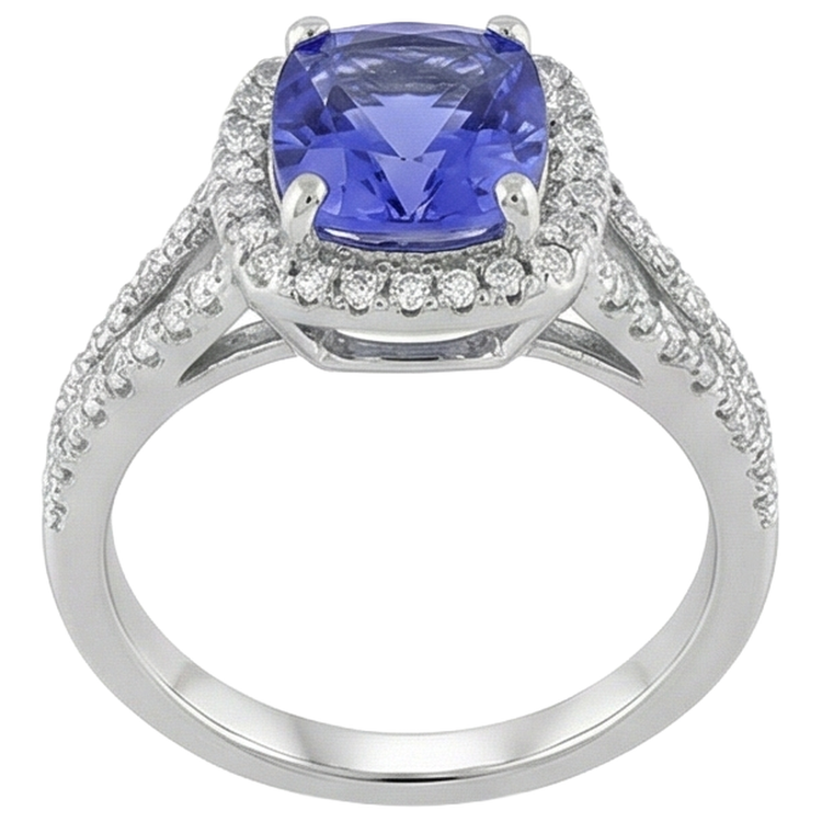 Bague Anniversaire Tanzanite Et Diamant 4.85 Carats