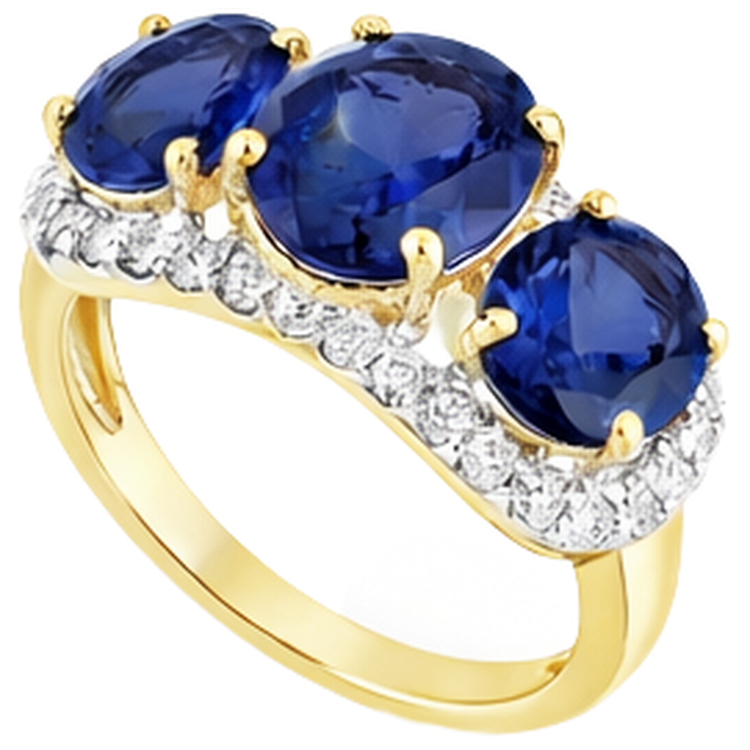 Bague Anniversaire Tanzanite Ovale Et Diamants Naturels Extraits des Mines ( et non cultivés en laboratoire ) Ronds 6 Carats