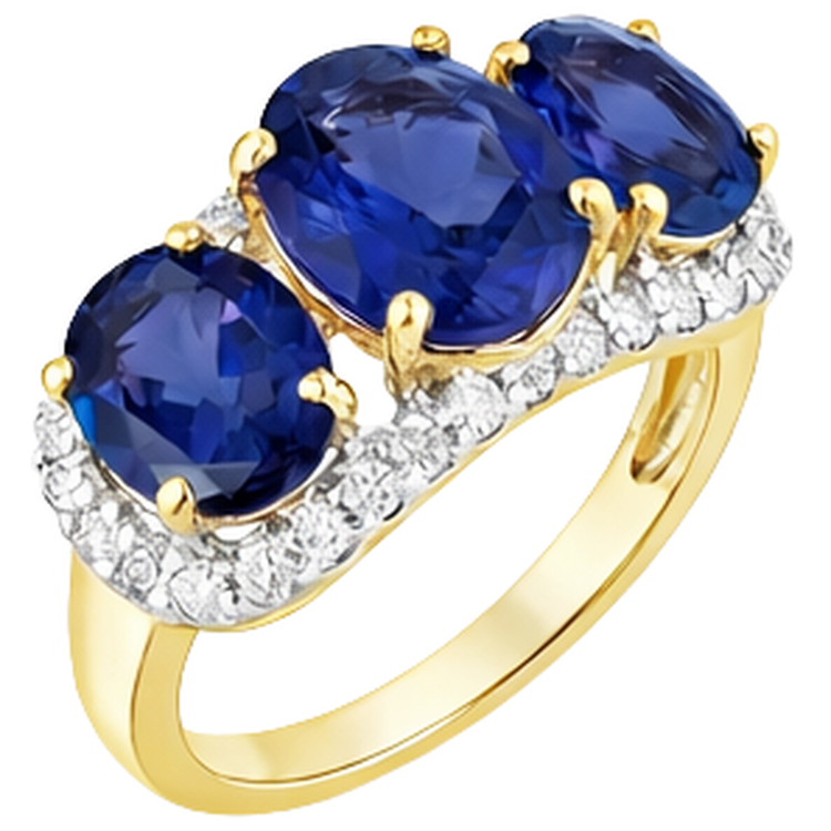 Bague Anniversaire Tanzanite Ovale Et Diamants Naturels Extraits des Mines ( et non cultivés en laboratoire ) Ronds 6 Carats
