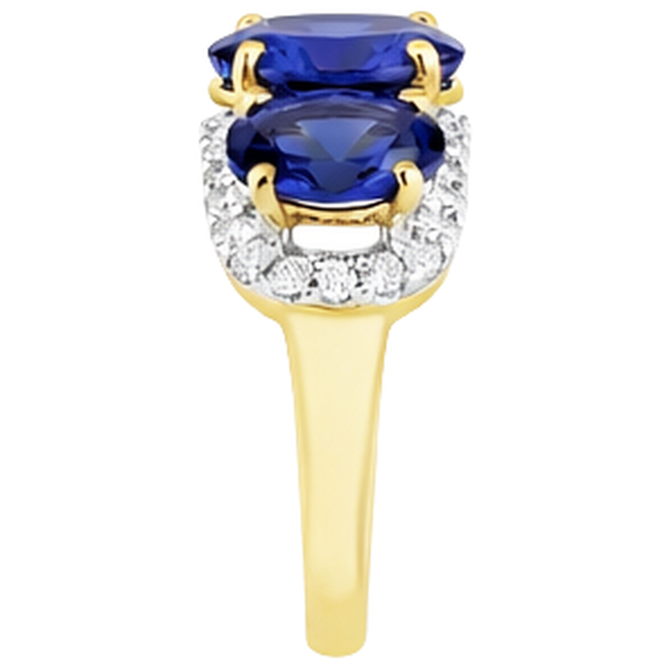 Bague Anniversaire Tanzanite Ovale Et Diamants Naturels Extraits des Mines ( et non cultivés en laboratoire ) Ronds 6 Carats