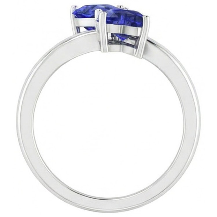 Bague Anniversaire Toi et Moi Coeur Saphir Ceylan 1.50 Carats Or