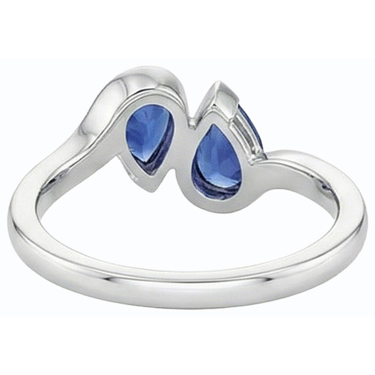 Bague Anniversaire Toi et Moi Saphir Bleu 2 Bijoux Pierre 2 Carats