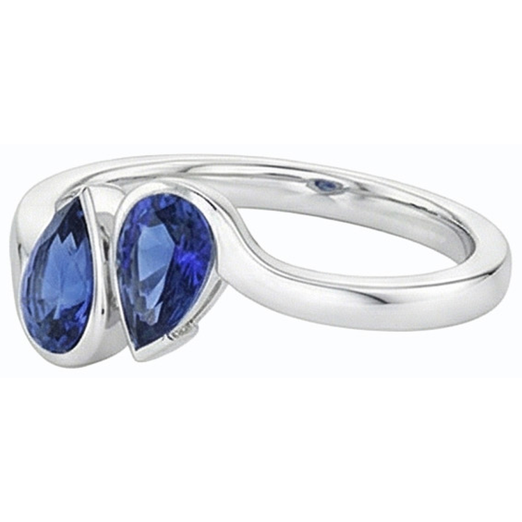 Bague Anniversaire Toi et Moi Saphir Bleu 2 Bijoux Pierre 2 Carats