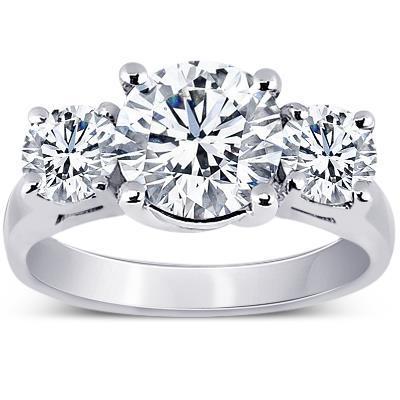 Bague Anniversaire Trois Pierres 1.70 Carats Naturel Diamants Or Blanc 14K