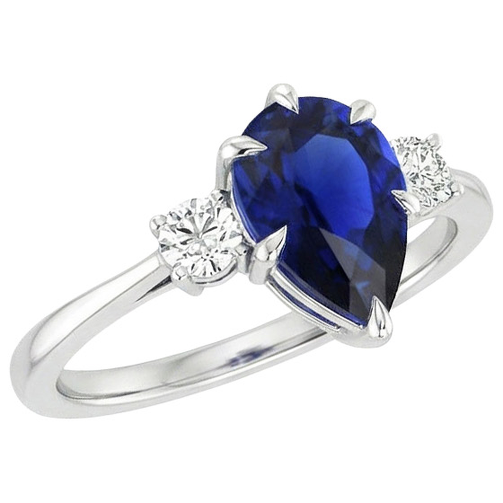 naturel pear diamant 3carats bague vue de dessus