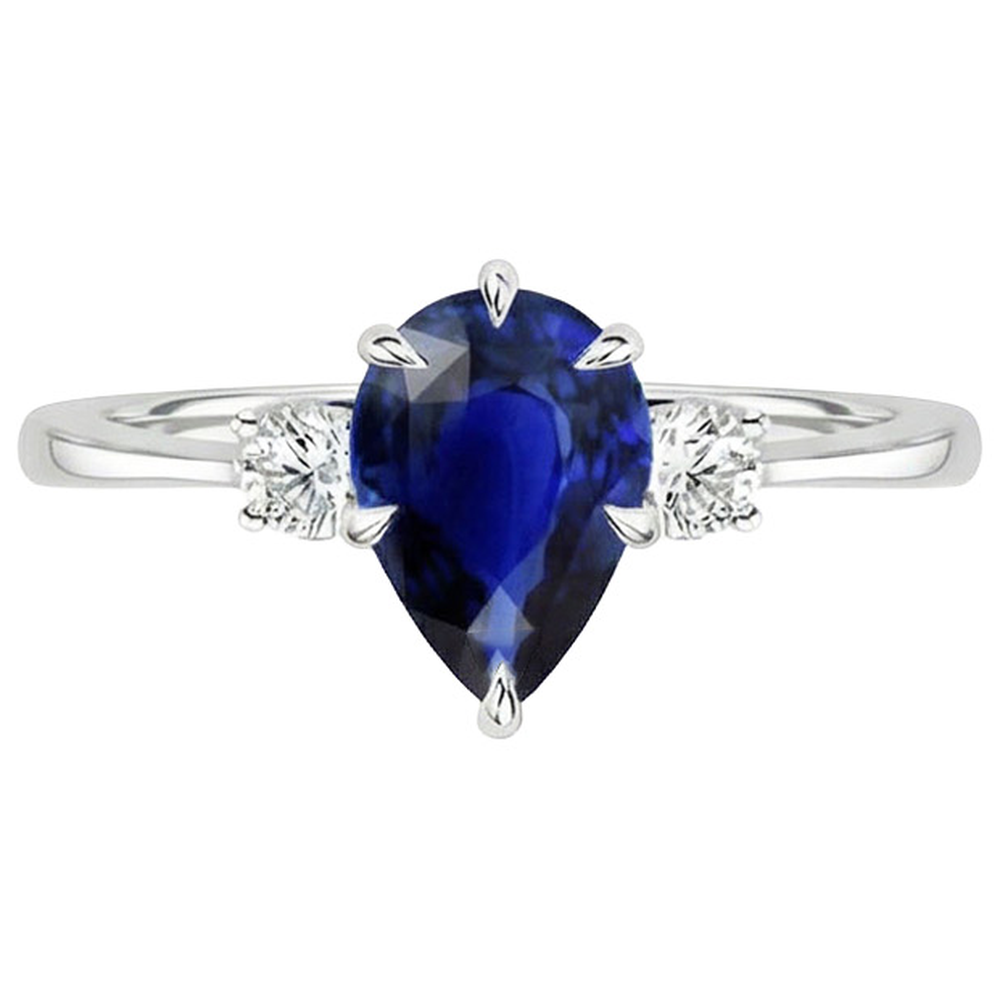 naturel pear diamant 3carats bague vue de profil