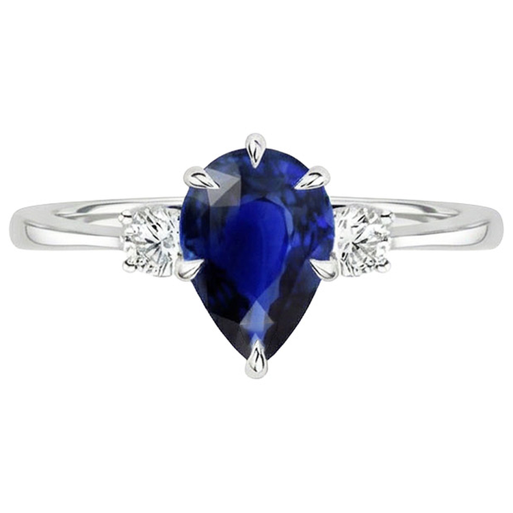 naturel pear diamant 3carats bague vue de profil