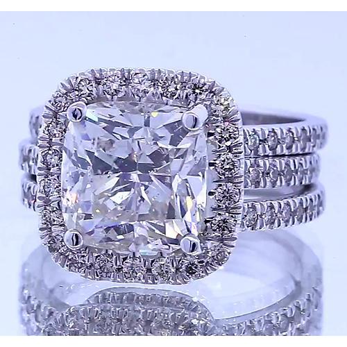 Bague Anniversaire Type Vintage Coussin Réel Diamant 4.50 Carats