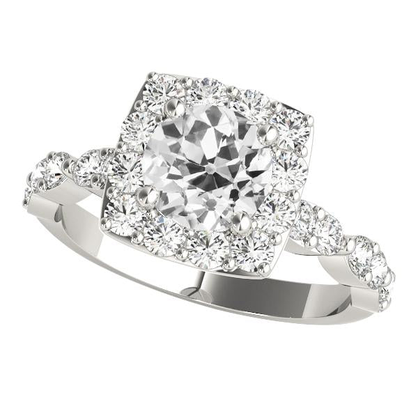 Bague Anniversaire Véritable Diamant Halo Rond Ancienne Mine Cut Bijoux 3.75 Carats