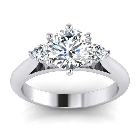 Bague Anniversaire Véritable Diamant Rond 3 Pierres Passé Présent Futur 1.30 Carats