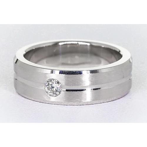 Bague Anniversaire Véritable Diamant Rond Fini Brossé 0.25 Carat