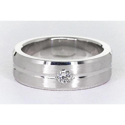 Bague Anniversaire Véritable Diamant Rond Fini Brossé 0.25 Carat