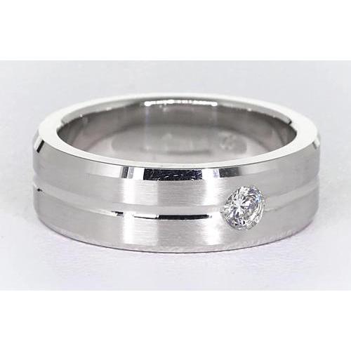 Bague Anniversaire Véritable Diamant Rond Fini Brossé 0.25 Carat