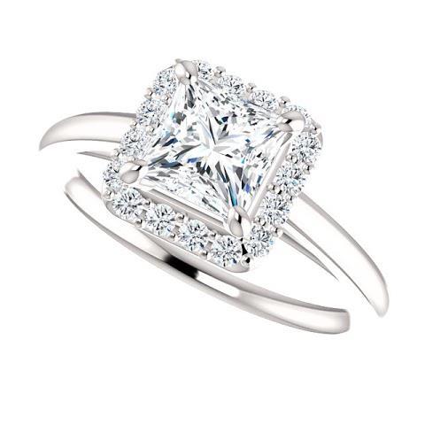 Bague Anniversaire Véritable Diamant Rond Princesse Halo 2.25 Carats