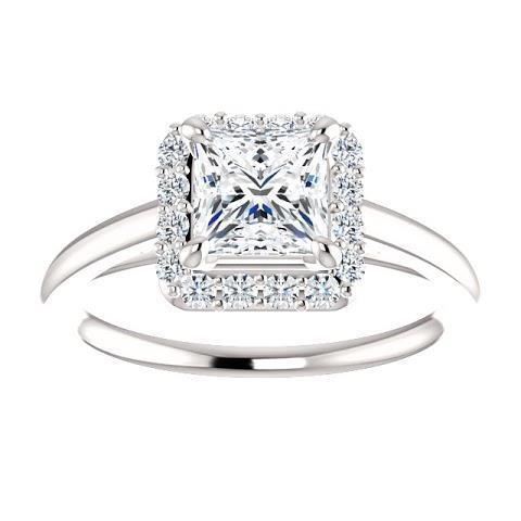 Bague Anniversaire Véritable Diamant Rond Princesse Halo 2.25 Carats