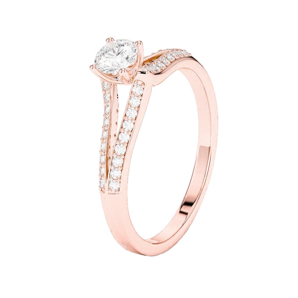Bague Anniversaire Véritable Diamant Rond Taille Brillant 2 Ct Or Rose 14K