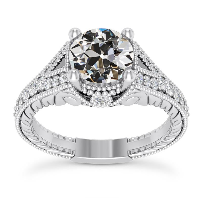 Bague Anniversaire Véritable Diamant Taille Ancienne Millgrain Style Vintage 3.75 Carats