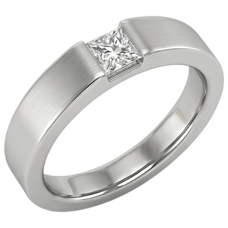 Bague Anniversaire Véritable Diamant Tension Princesse Or Blanc 14K 0.75 Carats