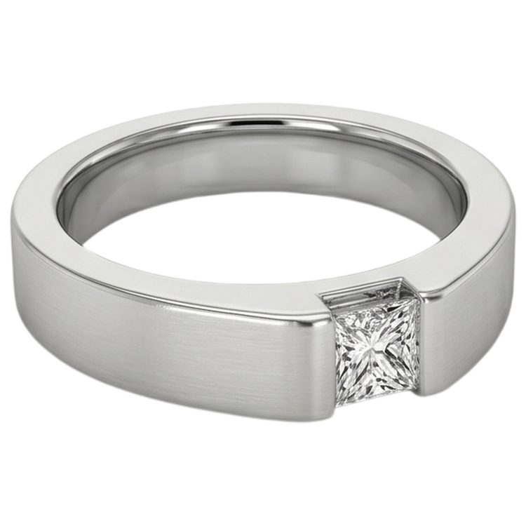Bague Anniversaire Véritable Diamant Tension Princesse Or Blanc 14K 0.75 Carats