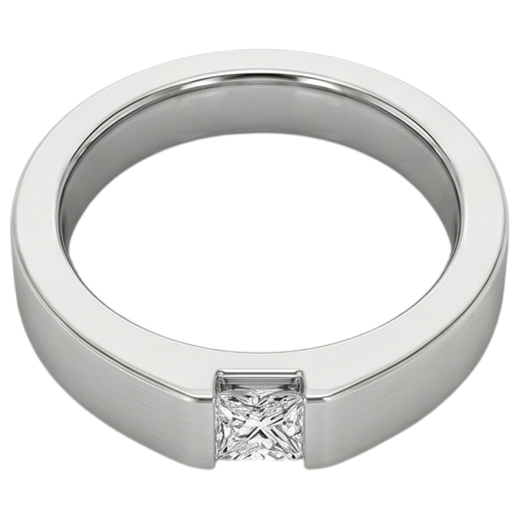 Bague Anniversaire Véritable Diamant Tension Princesse Or Blanc 14K 0.75 Carats